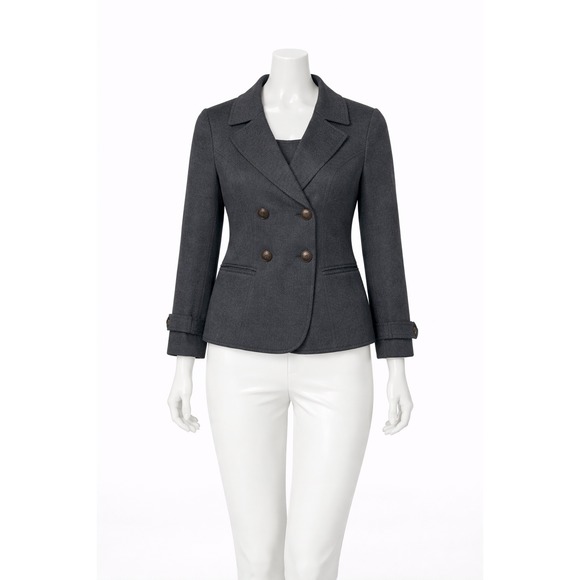 Gerard Darel Jackets & Blazers - Gerard Darel Blazer Women 40 Grey Double Breasted Knit Stretch Jacket